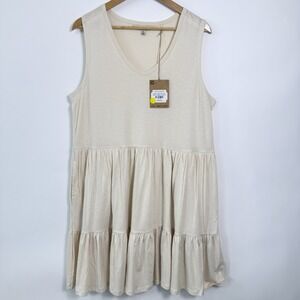 Toad&Co Marley Tiered Tank Dress Size XL Cream Pockets Soft Flowy Beachy NWT